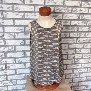 Banana Republic sleeveless blouse grey and light pink hearts size XL